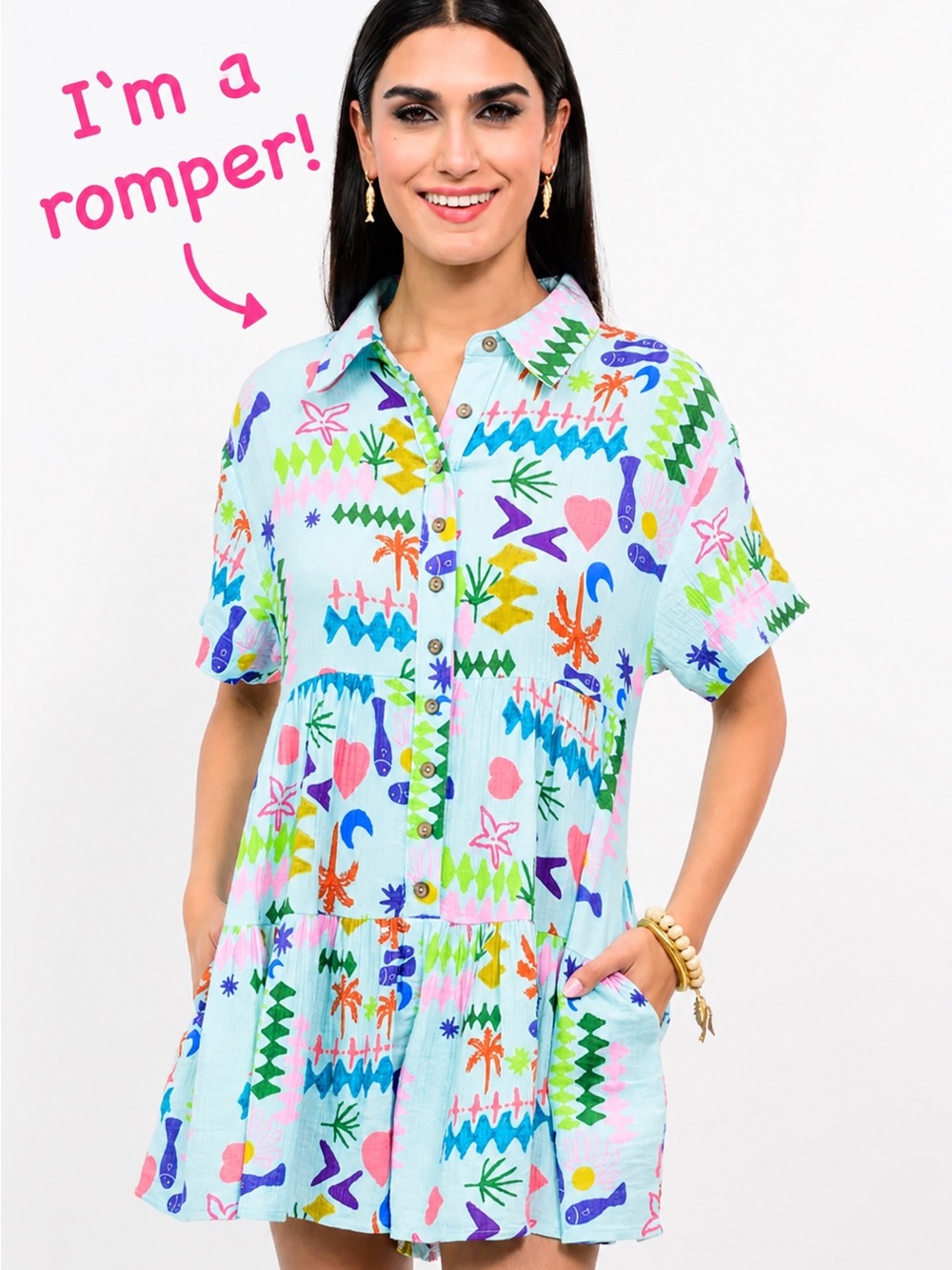 Uncle Frank Women’s Romper in Tropical Print